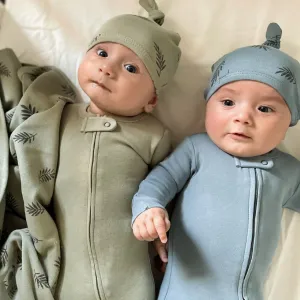 Organic Zipper Footie - Fern & Flower Solids