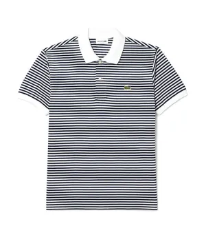 Original L.12.12 Striped Cotton Polo Shirt  White/Navy Blue