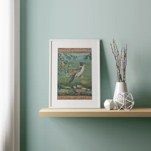 Original Mughal Inspired Painting of Yellow Throat Sparrow