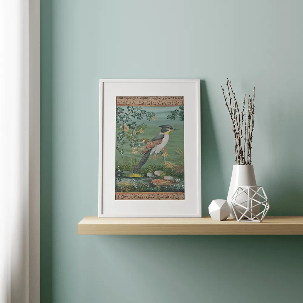 Original Mughal Inspired Painting of Yellow Throat Sparrow