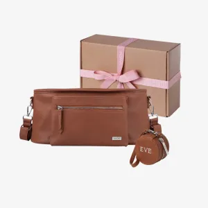 Original Pram Caddy & Dummy Keep Safe - Tan Gift Set