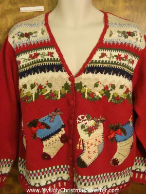 Ornate Stockings Cheap Ugly Christmas Sweater
