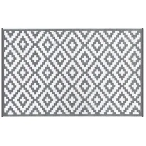 Outdoor Rug White Diamond Garden Mat Recycled Patio Balcony