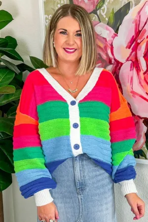 Over The Rainbow Cardigan - Multi Stripe