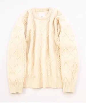 OVERSIZED CABLE KNIT LS "OATMEAL"