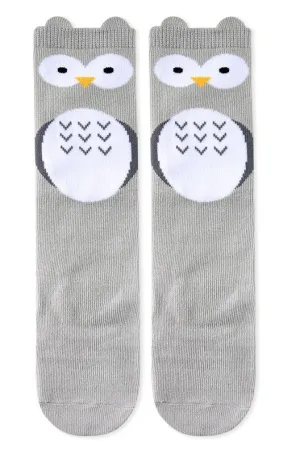 Owl Grey Knee Socks