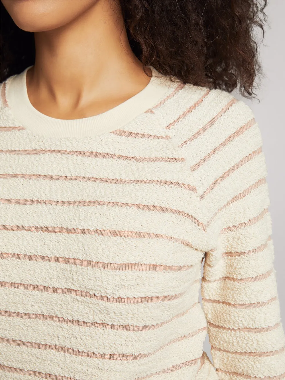 Pacifica Terry Crew in Peach Cream Stripe
