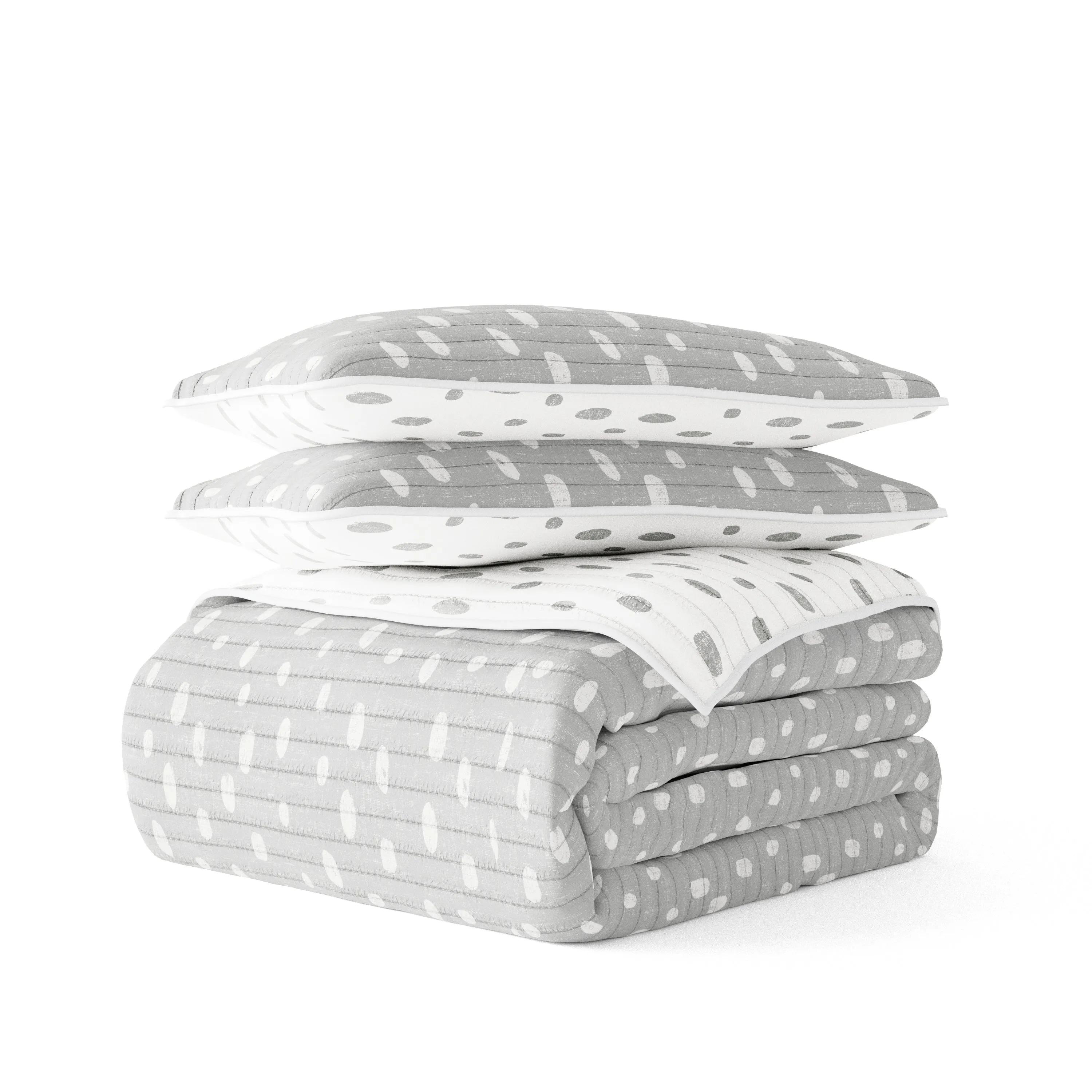 Painted Dots Reversible Quilted Coverlet Set