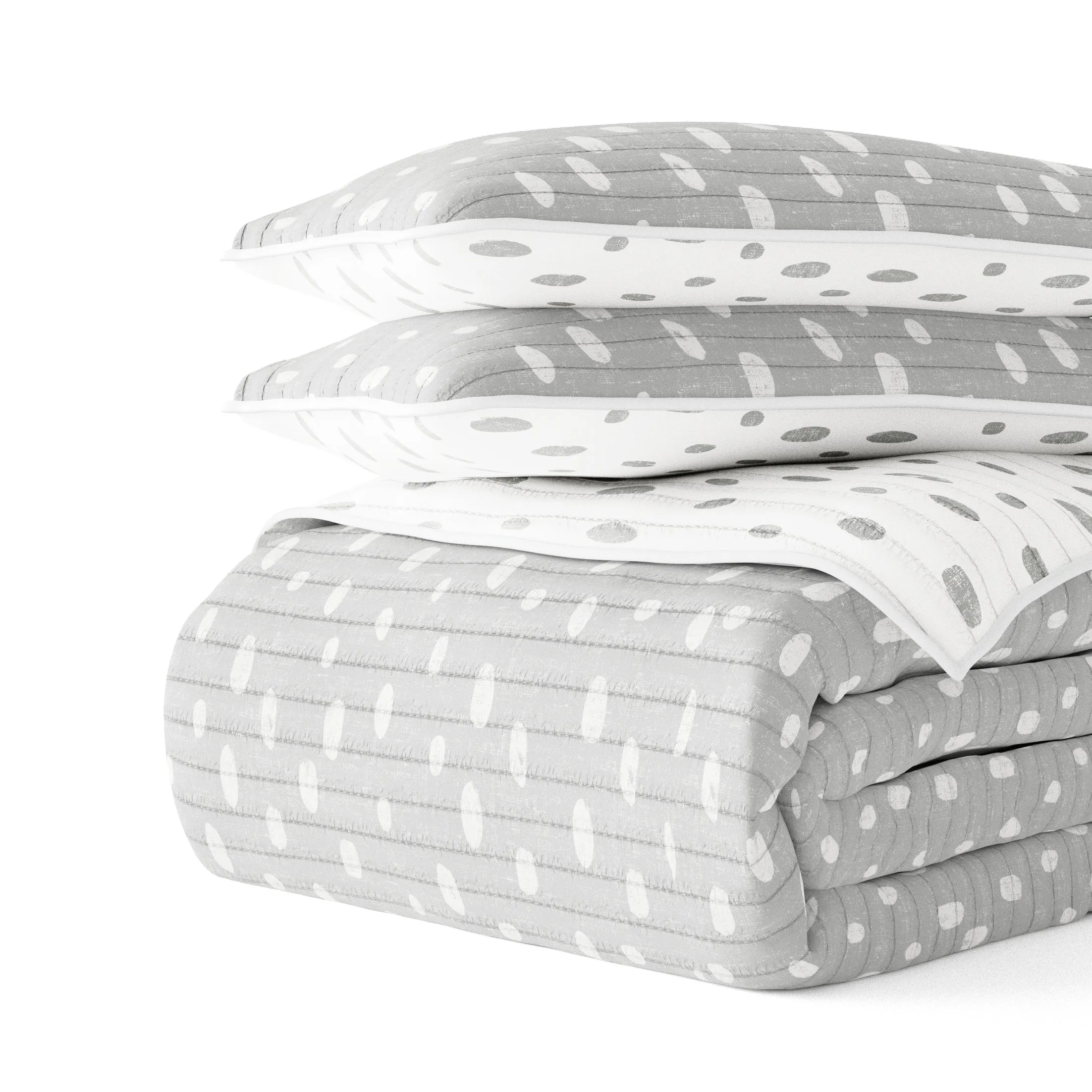 Painted Dots Reversible Quilted Coverlet Set