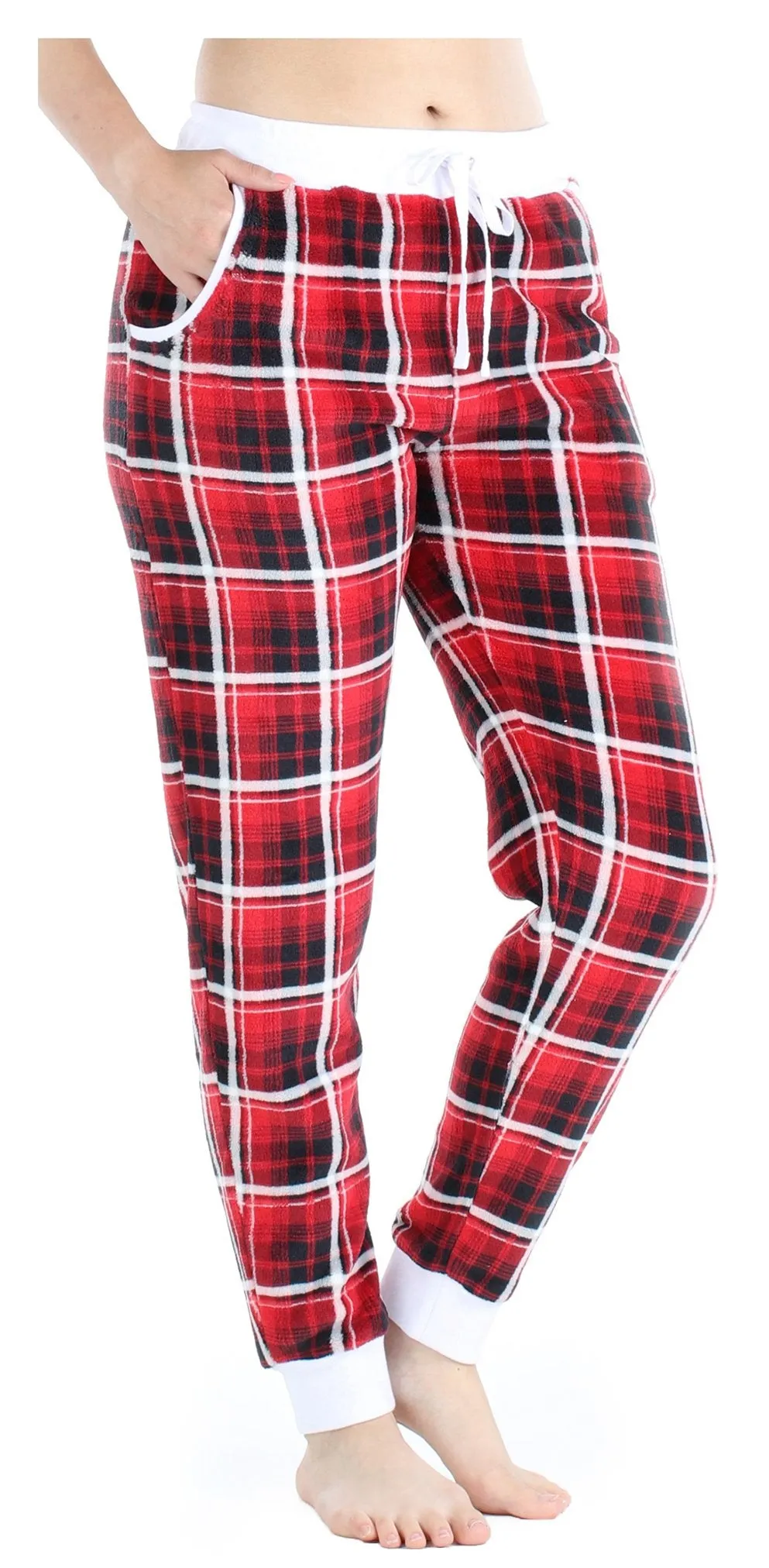 PajamaMania Women's Plush Fleece Lounge Pajama Pants with Pockets