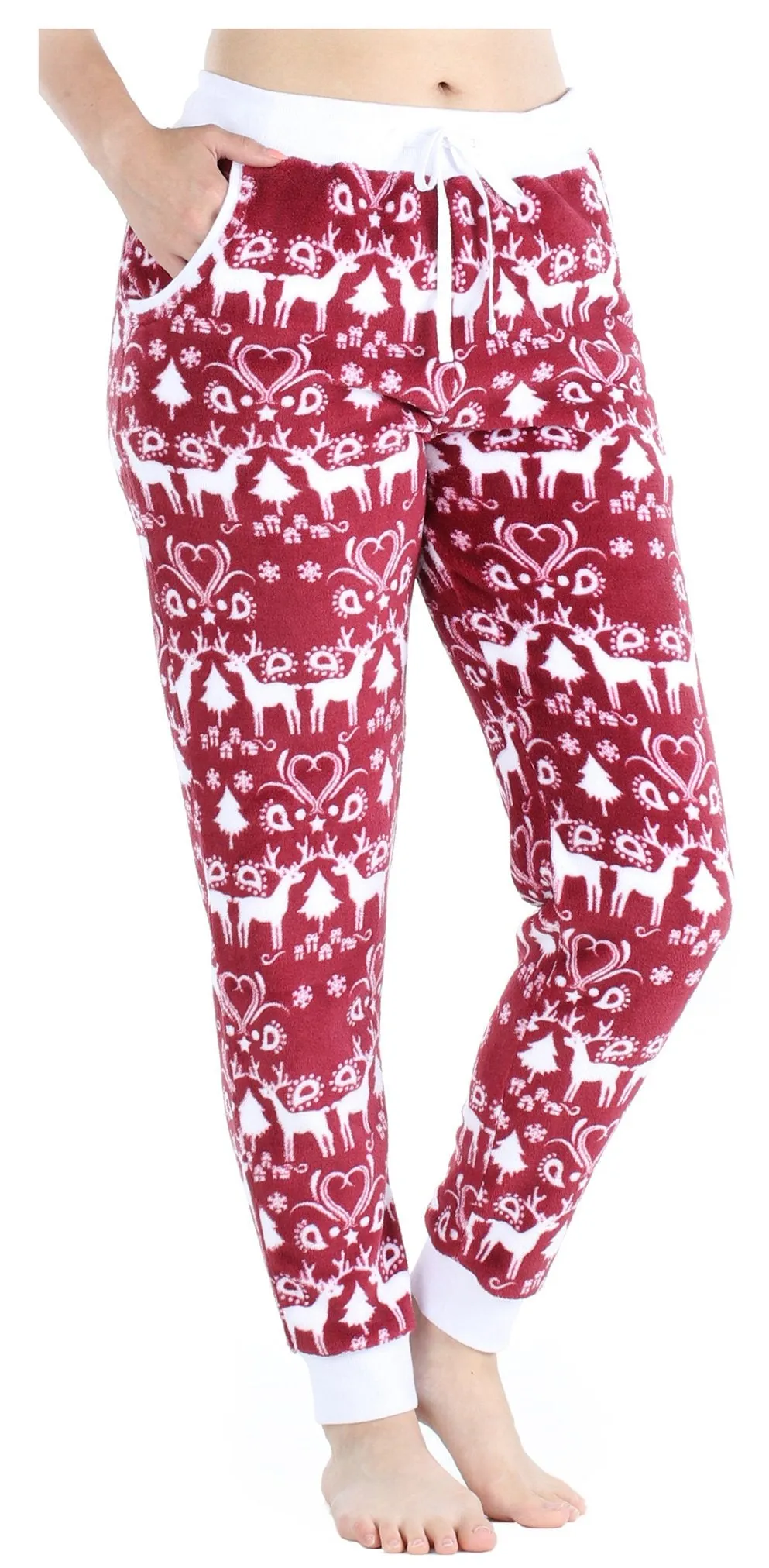 PajamaMania Women's Plush Fleece Lounge Pajama Pants with Pockets