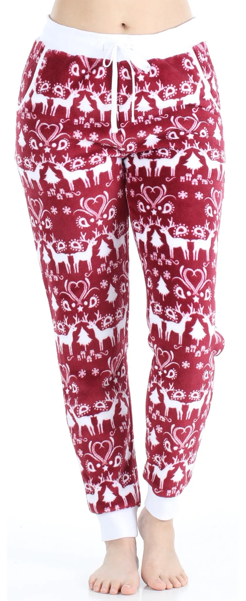 PajamaMania Women's Plush Fleece Lounge Pajama Pants with Pockets