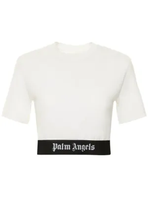 Palm Angels   Logo tape cropped t-shirt 