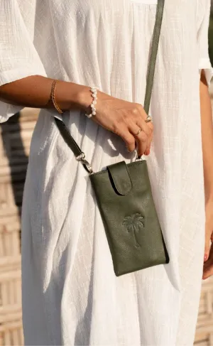 Palm Beach Crossbody Mobile Pouch Frond
