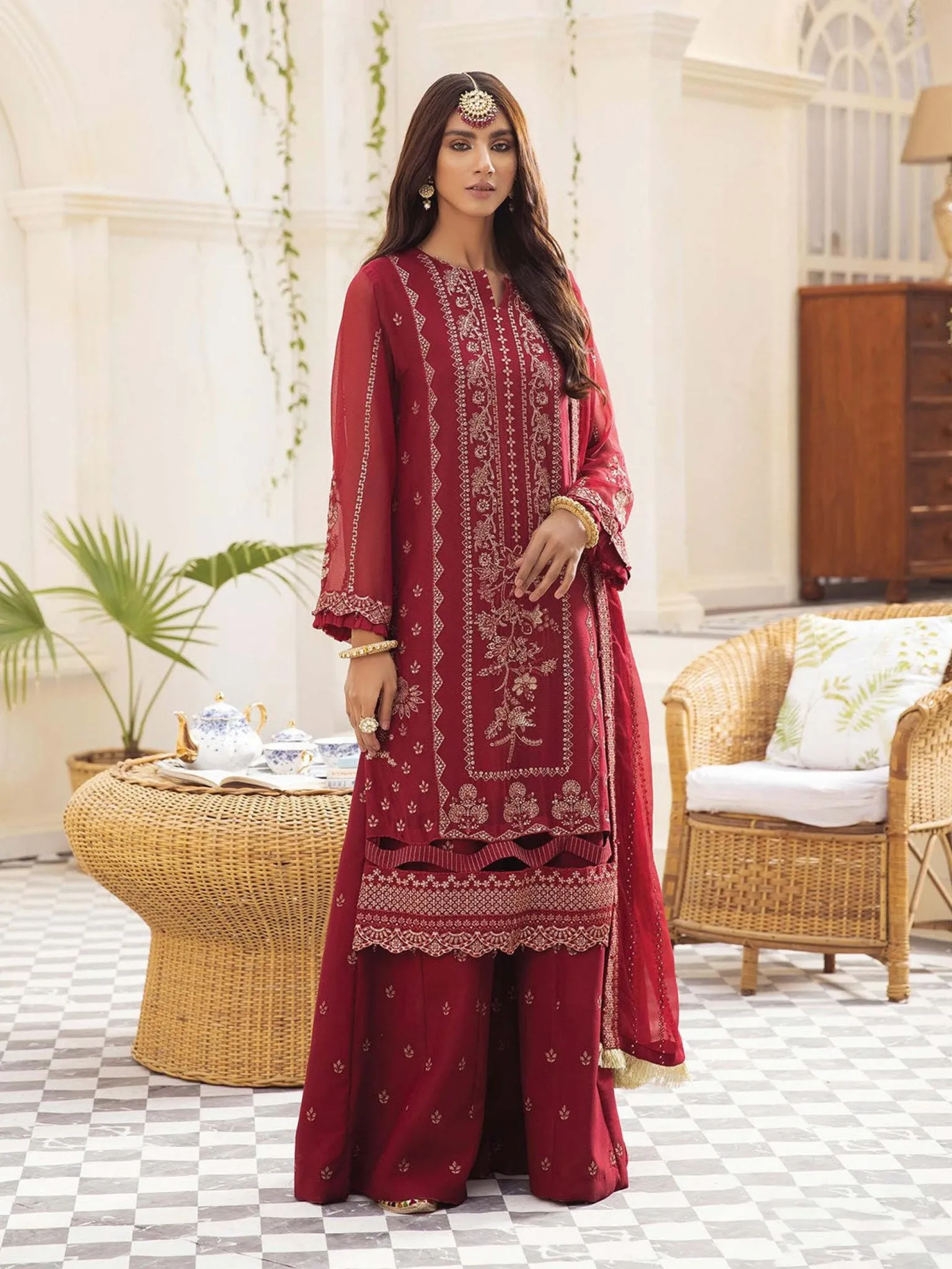 Pareesia by Xenia Unstitched 3 Piece Chiffon Collection'2022-08-Rosewood