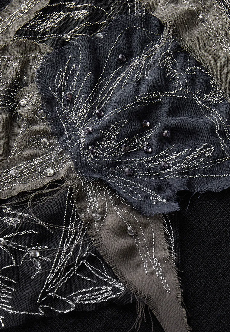 Patchwork-detail Turtle Neck Pullover