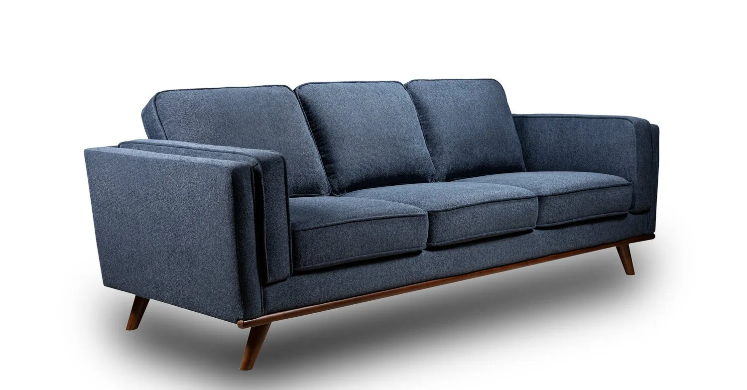 Patrice Linen-Look Sofa - Blue