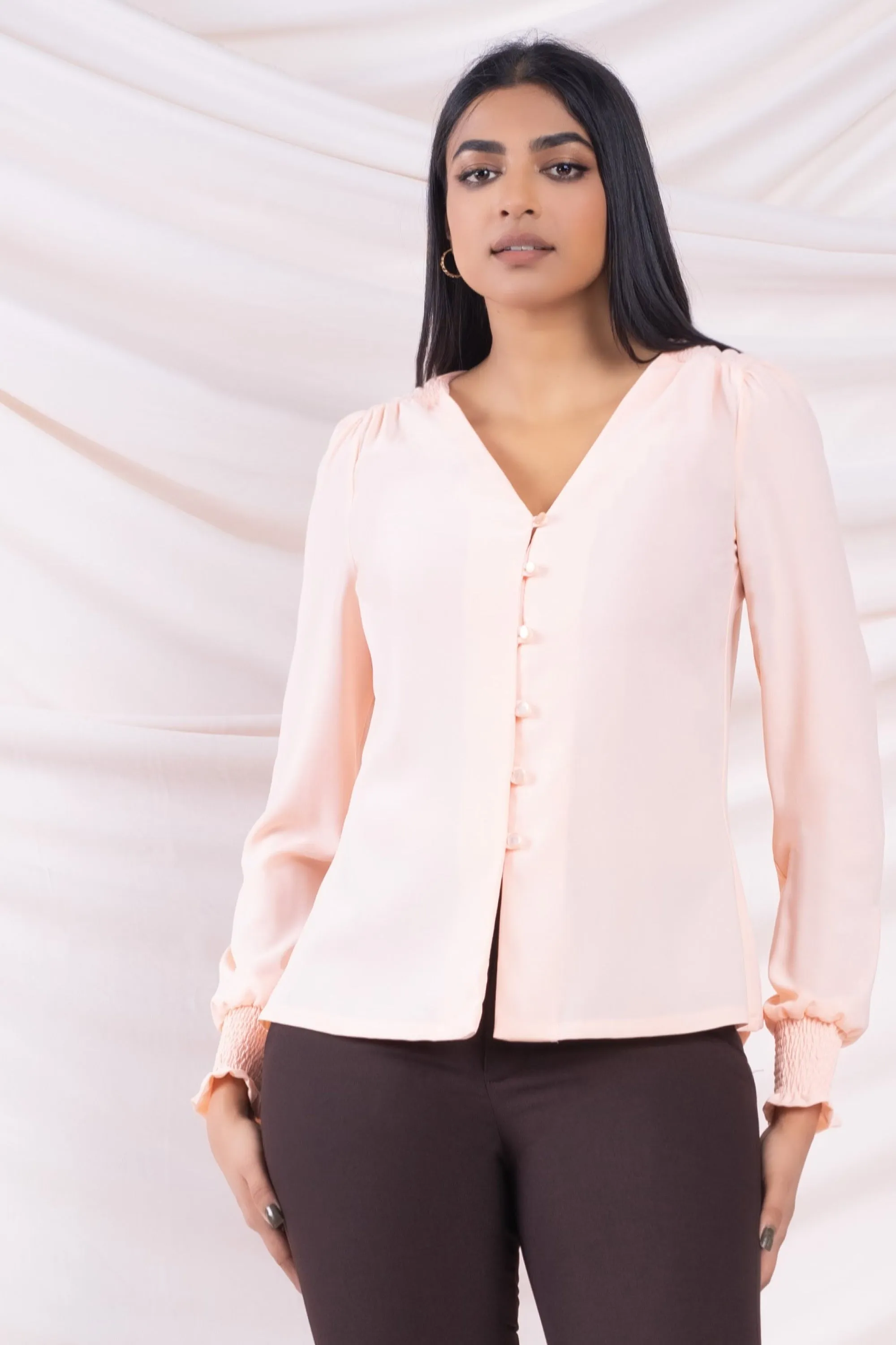 Peach Button Up Top