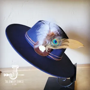 Peacock Gold Feather & Turquoise Slab Hat Band   Choice of Hat 985v