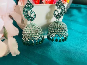 PEACOCK GREEN JHUMKIS