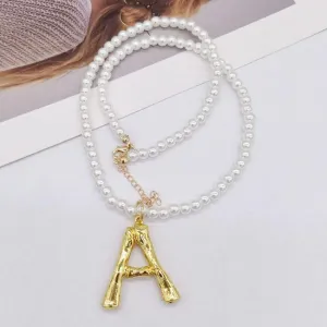 Pearl Personalized Letter Necklace