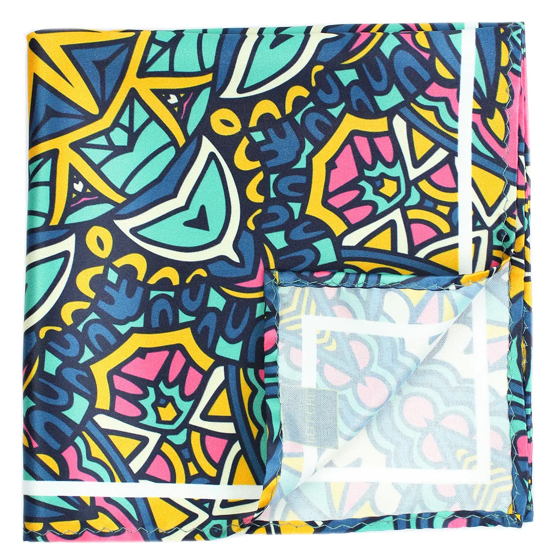 Peluche Zen Harmony Multicolor Pocket Square for Men (14X14 inches)