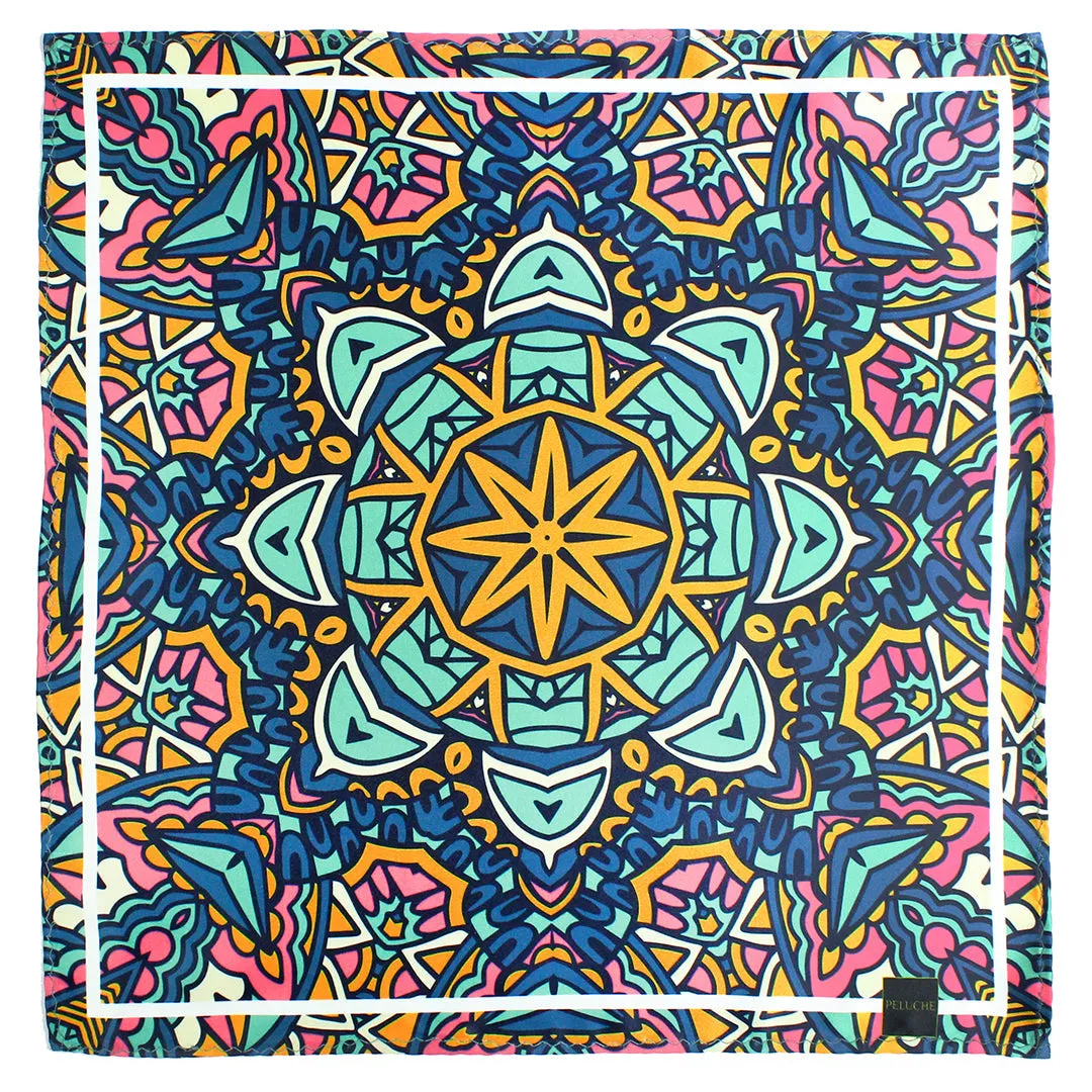 Peluche Zen Harmony Multicolor Pocket Square for Men (14X14 inches)