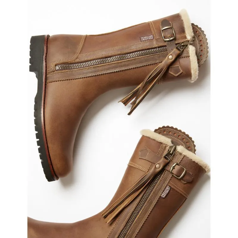 Penelope Chilvers Midcalf Tassel Ladies Shearling Lined Boot - Biscuit