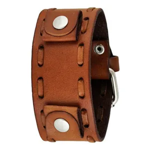 Perforated Dash Khaki Leather Cuff