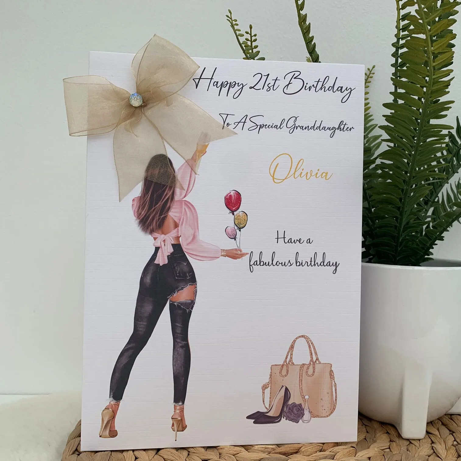 Personalised Birthday Card Party Girl Black Jeans