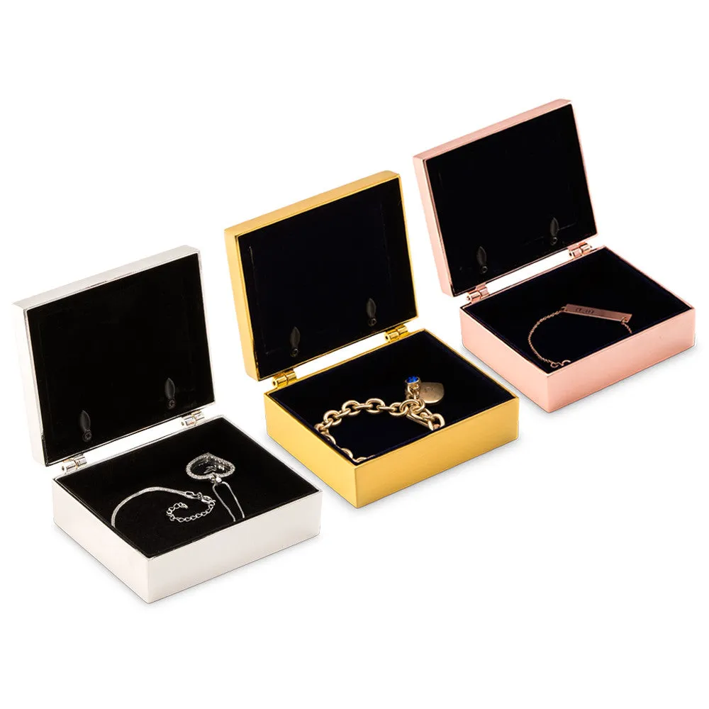 Personalized Black and White Striped Print Jewelry Box