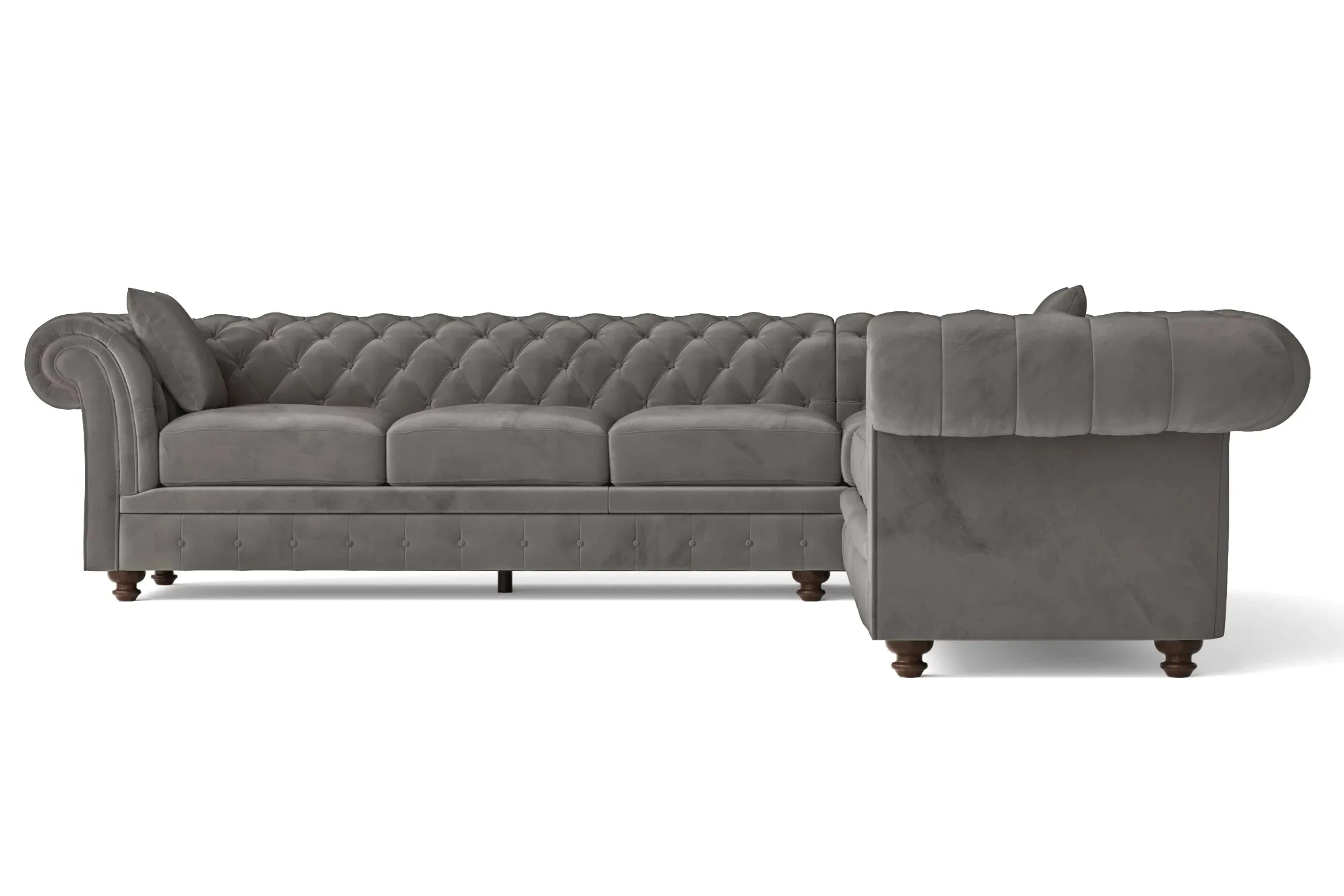 Pesaro 6 Seater Corner Sofa Grey Velvet