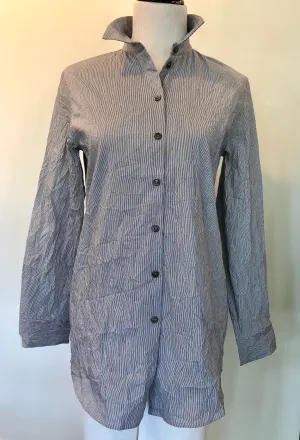 Peter O Mahler Classic Cotton Navy Pin Stripe Blouse