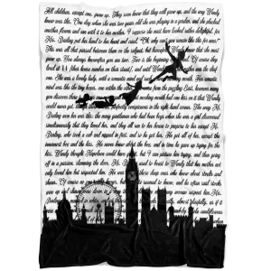 Peter Pan White book page fleece Blanket