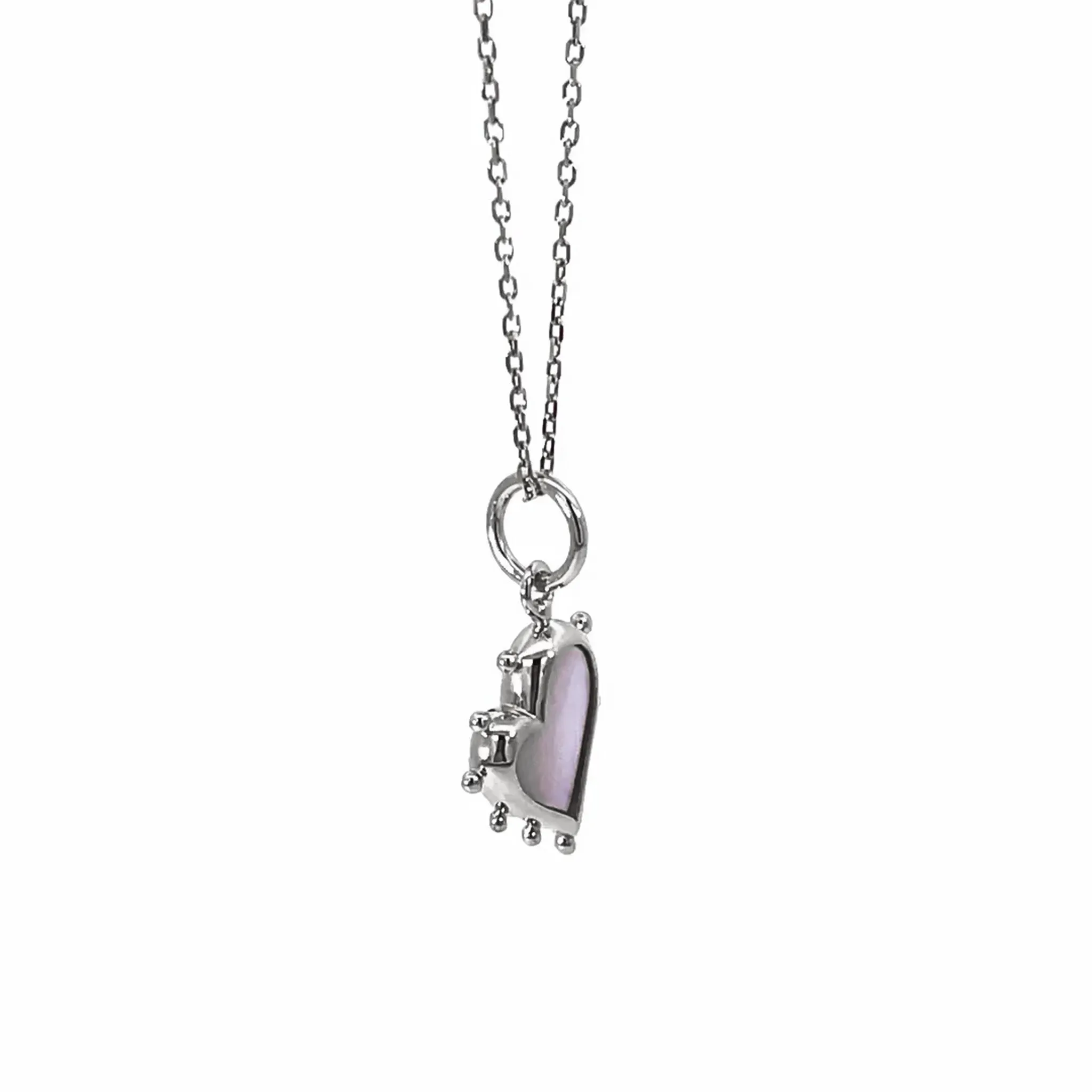 Petite Mother of Pearl Sterling Silver Heart Necklace