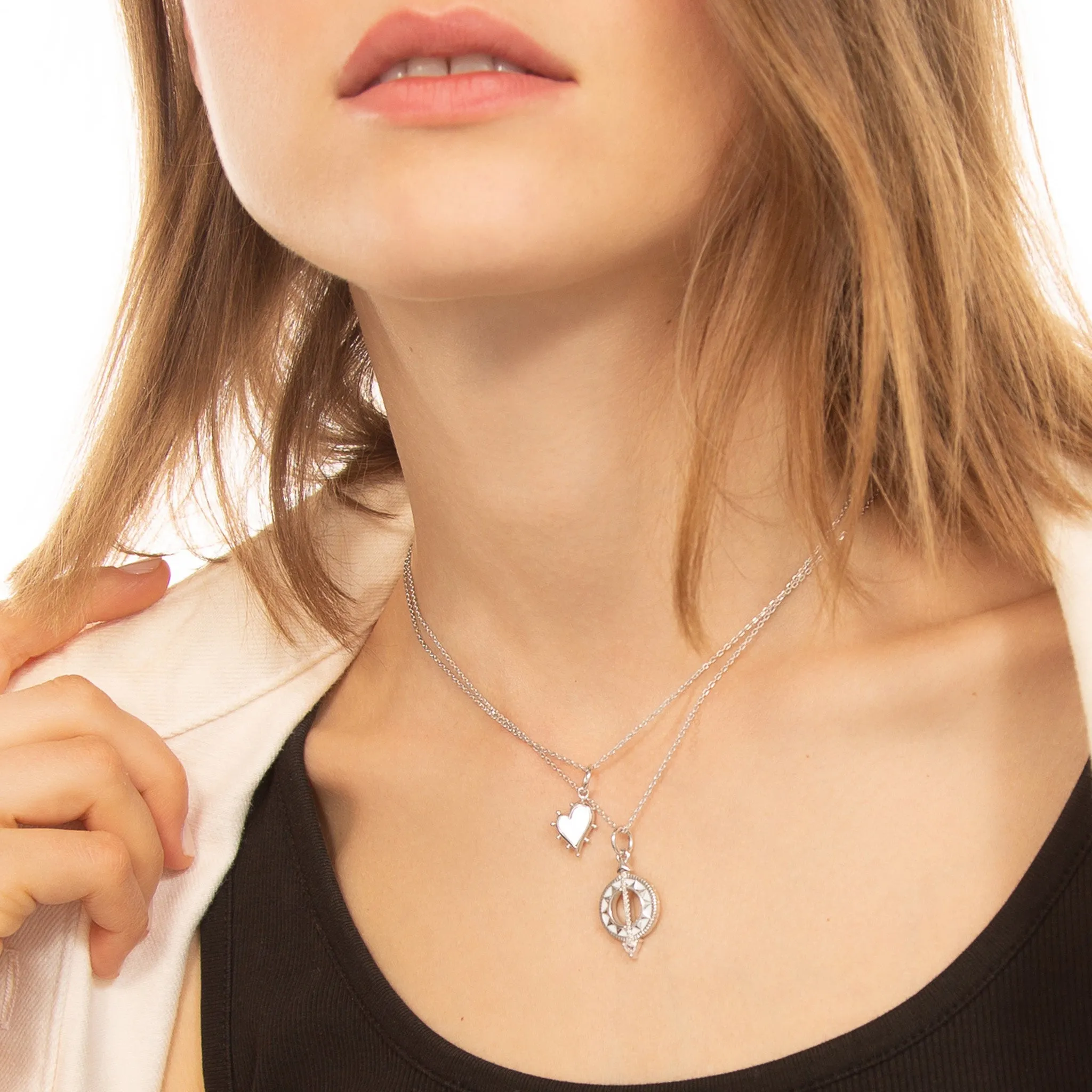 Petite Mother of Pearl Sterling Silver Heart Necklace