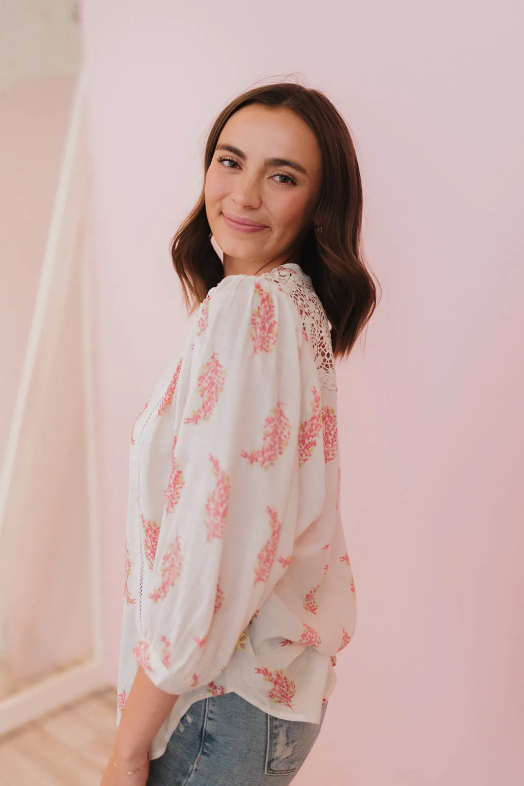 Picking Flowers Ivory Lace Detail Blouse