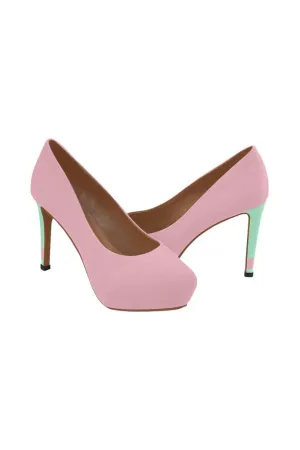 Pink and Green Women's High Heels