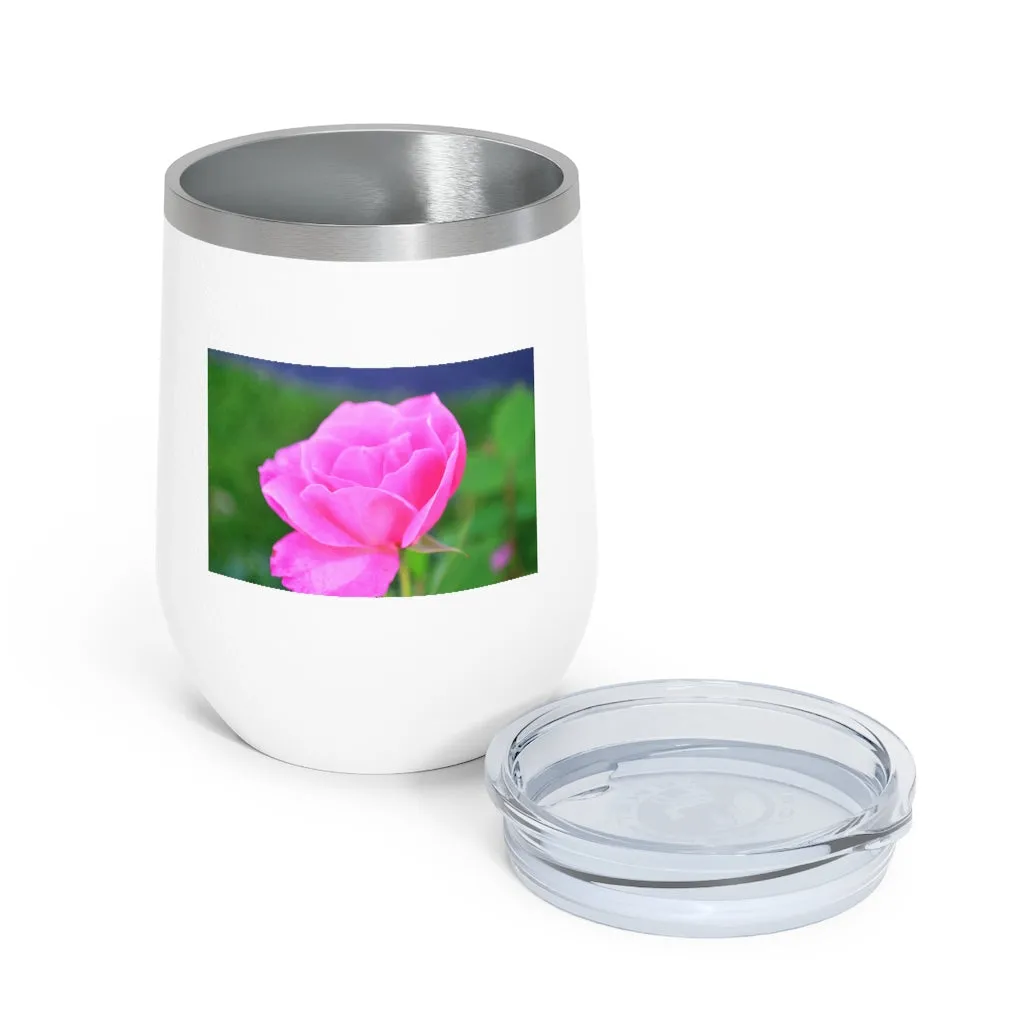 Pink Flower 12oz Insulated Wine Tumbler