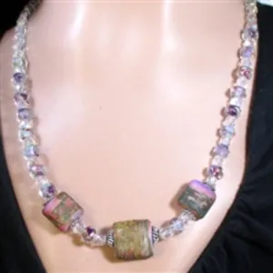 Pink Handmade & Crystal Beaded Necklace Elegant Evening Wear