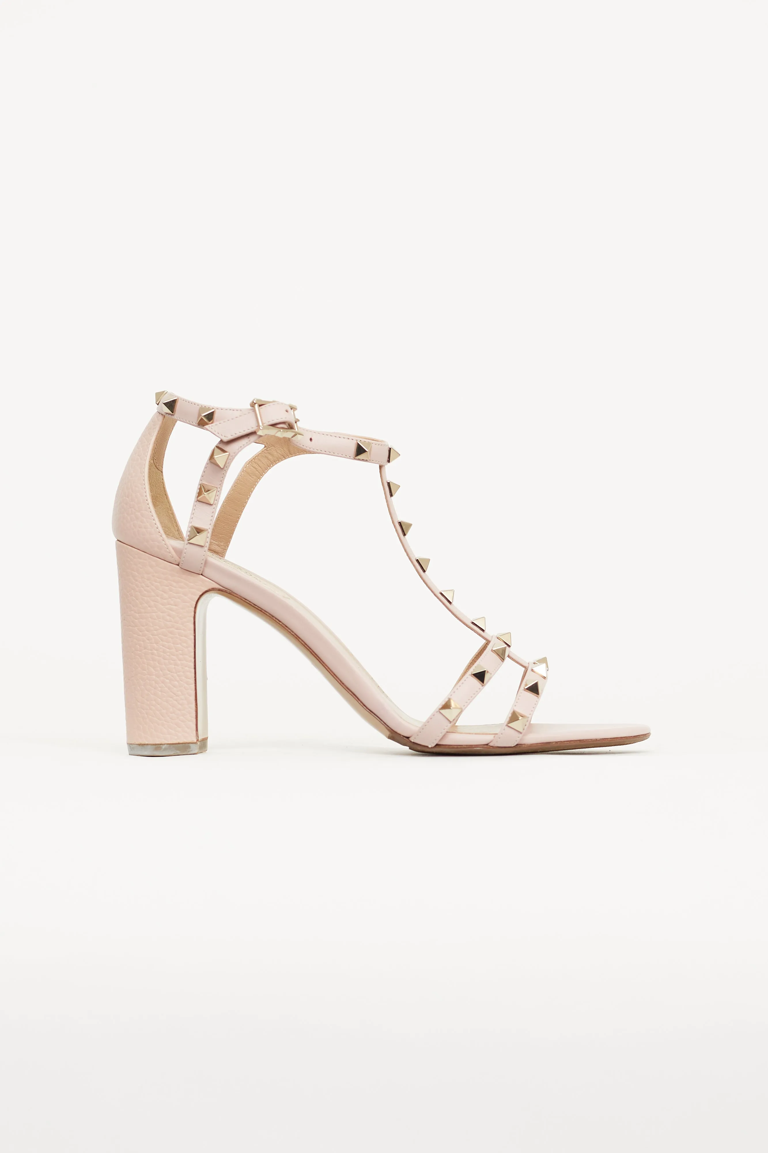 Pink Leather Rockstud Heel