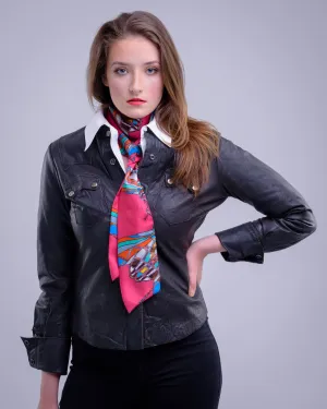 Pink Print, Silk Twilly Scarf