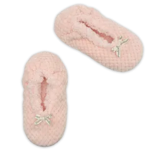 Pink Textured Check Brookstone Fuzzy Babba® Slipper Socks