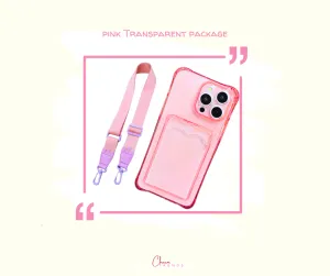 Pink Transparent Powder Collection: Anti-Fall Protective Mobile Phone Case Suitable for iPhone & Ice Cream Nylon Shoulder Strap.