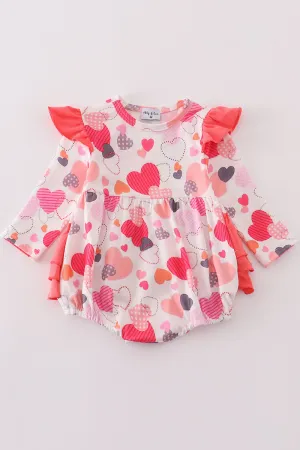 Pink valentine heart ruffle girl bubble