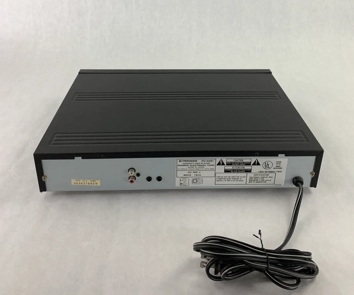 Pioneer Compact Disc Player PD-4051 No Remote