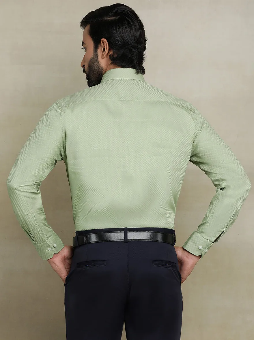 Pista Green Dobby Regular Fit Formal Shirt | JadeBlue
