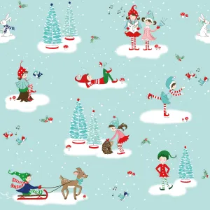 Pixie Noel 2 | Main Aqua Flannel by Tasha Noel for Riley Blake | 100% Cotton FLANNEL