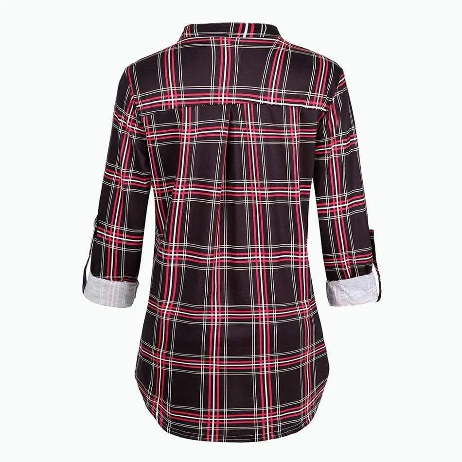 Plaid Casual Long Sleeve Nursing Top (5 colors)