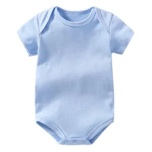 Plain Blue Short Sleeve Bodysuit